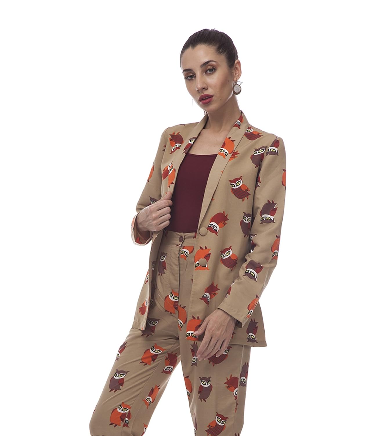 @499 full sleeves casual beige::orange blazer