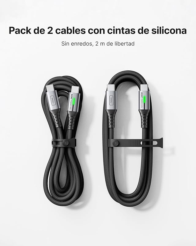 240W Cable USB C Carga Rapida, [2m+2m] PD3.0 Cable USB C a Tipo C