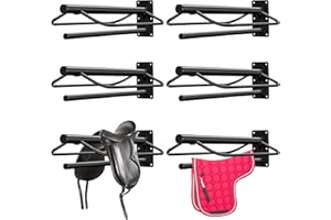 Paterr 6 Pcs Saddle Rack Wall Mount with Pad Bar 24 x 14 x 7.5 Inches Portable Horse Tack Storage Stand Detachable for Western & English Saddle Rack for Horse Stall, Barn, Trailer, Tack Room