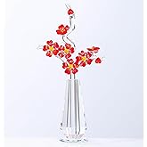 Red Cherry Blossom Crystal Flowers with Stems - Glass Flowers with Vases Japanese Cherry Gifts Decor for Wife Girlfriend Women - Crystal Collectible Home Table Decor for Valentines Wedding Gifts