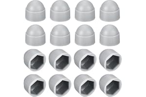 uxcell 150pcs Hex Nut Cover, M8 Grey Plastic Dome Nut Protection Cap Hex Bolt Nut Covers for Hexagon Screws, Bolts