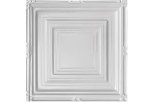Great Lakes Tin Syracuse Gloss White Ceiling Tiles - Perfect for DIY and Home Renovation Projects - Easy to Install (12X12 Inch Sample)