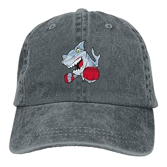 Presock Boxing Shark Denim Hat Adjustable Mens Stretch Baseball Hat