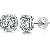 Atylyk Moissanite Stud Earrings 10k White Gold Plated Sterling Silver Hypoallergenic Earrings for Women