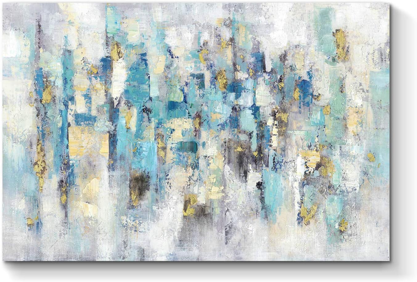 Paintings - Abstract Modern Picture Wall Art: Blue Artwork Painting on Canvas for Office Living Room (45'' x 30'', Multiple Sizes)