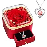 Beferr Valentines Day Gifts for Her Preserved Real Rose with Necklace Eternal Roses Forever Flowers for Delivery Prime Mothers Anniversary Birthday Gifts for Women Mom Grandma Wife Daughter Girlfriend