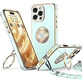 XYZ for iPhone 16 Pro Max Case with Stand, Phone Case with Double Ring Kickstand, Women Girls Bling Luxury Protective Case Heart for iPhone 16 Pro Max 6.9 inch, Green