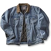 Guide Gear Men’s Quilt-Lined Denim Jacket 2.0; Cotton Button Down Cowboy Jean Coat