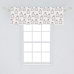 Ambesonne Penguin Window Valance, Doodle Style