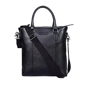 JUSTANNED Leather 33.02 cms Black Messenger Bag (JTMB405-1)