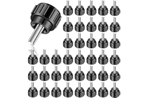 Aemygo 100 Pcs Carbon Steel Threaded Knurled Thumbscrew on Knobs Grips M4 x 10 mm Black Round Clamping Screw Knobs Universal Hand Bolt Knobs
