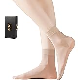 FITU Women's 10-24 Pairs (in Gift Box) Ankle High Sheer Nylon Socks Soft Tight Hosiery with Reinforced Toe