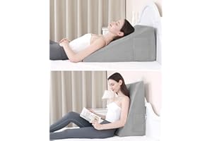 Lossey Wedge Pillow for Sleeping, 12 Inch Bed Wedge Pillo, Memory Foam Top Triangle Pillow Wedge for Head, Back, Leg with Washable Cover