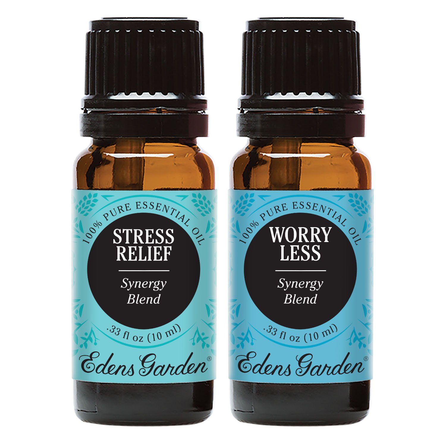 Edens Garden Stress Relief & Worry Less Essential Oil Synergy Blend, 100% Pure Therapeutic Grade, 10 ml Value Pack