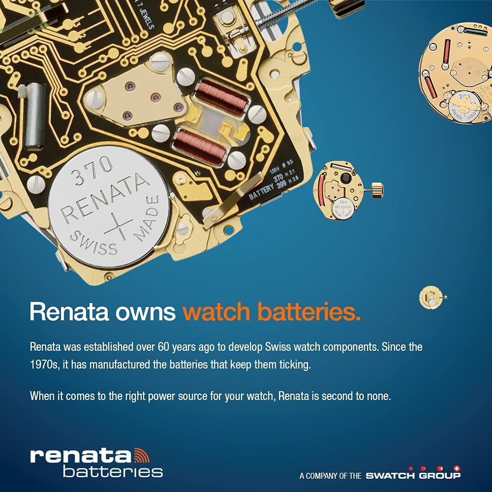 Renata Batteries Renata 317 SR516SW Batteries - 1.55V Silver Oxide 317 Watch Battery (2 Count)