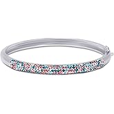 Savlano 18K White Gold Plated Round Cut Multicolor Cubic Zirconia Bangle Bracelet For Women