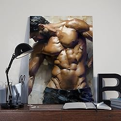 HMLZSJ Nude Muscle Male Torso Portrait Art Gay
