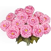 GhuaH 2 Pcs Artificial Flowers Zinnias Silk Flowers with Stems Zinnia Elegans Artificial Flowers for Outdoors Floral Arrangements Table Centerpieces Wedding Party Home Spring Summer Decor Pink