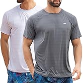 Men's Rash Guard Swim Shirts UPF 50+ Short Sleeve Fishing Quick Dry Beach-Recommended Larger one