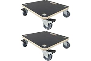 HBFBDRCT Furniture Moving Dolly Wood Platform Dolly 2 Packs, 1100 lbs Capacity Heavy Duty Wood Dollies cart with Wheels, Movers Carrier with 4 Soft Rubber Silent Wheels （2 with Brake+ 2 Without）