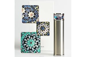 MORLENSCOPE Classic Stainless Steel Handmade Kaleidoscope,5.3” Gentleman Full VisualNatural Agates Gems Crystals and Healing Stones Core Box,Anniversary Birthday Christmas Thanks Giving New Year Present Gift