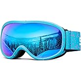 SPOSUNE Kids Ski Goggles, Kids Snowboard Goggles OTG Anti-Fog Snow Goggles for Boys Girls Youth Age 5-14