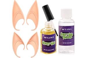 AFFLANO Spirit Gum Adhesive And Remover Elf Ears Halloween Costumes, Fairy Ears Adult Women Kids Halloween Makeup, Skin Glue Makeup Adhesive & Remover for Face Body Stage Prosthetic Cosplay Wig SFX Make up