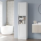 Furnify 67" Tall Bathroom Cabinet with 2 Doors, Narrow Freestanding Floor Cabinet, Slim Storage Unit with Adjustable Shelves for Bathroom, Living Room, Entryway, Kitchen, White