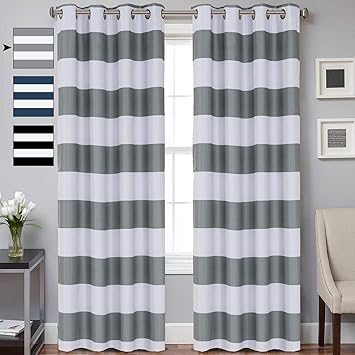 Amazon Com Stripes Curtains Grommet Top Window Curtain Panel