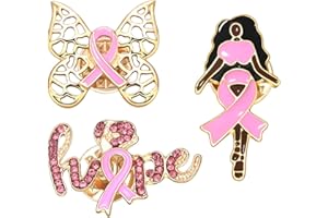 FAERLIIRY Pink Ribbon Pin Breast Cancer Gifts for Women Girls Breast Cancer Awareness Lapel Pins Hope Love Fight Hope Official Ribbon Pins Breast Cancer Brooch