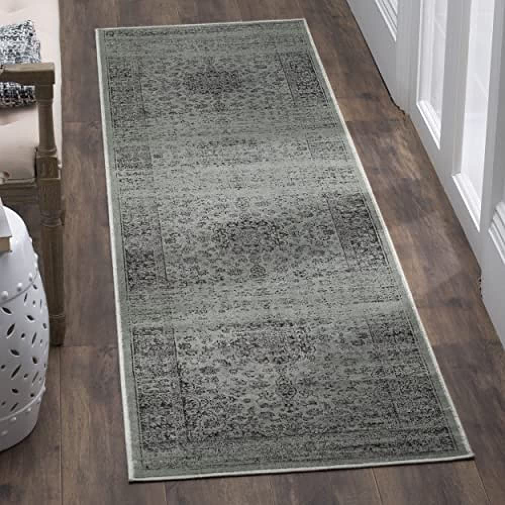 Safavieh Traditional Indoor Woven Runner Area Rug, Vintage Collection, VTG113, in Grey / Spruce, 66 X 244 cm for Living Room, Bedroom or Any Indoor Space โ image 1