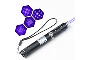 ZUGESIFY Laser Pointer High Power Rechargeable Lazer Pointer, Laser Pen with Long Range Adjustable Focus with Star Cap, Laser Pointer Pen Suitable for Outdoor, Astronomy, Cats Dogs (Blue Purple)