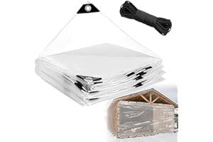AULOCK 10x13ft Clear Tarp Heavy Duty Waterproof for Patio Winterizing - 5 mil Anti-Tear Snowproof & Windproof Clear Plastic Tarps with Grommets for Winter Garden Patio Enclosure Chicken Coop