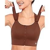 VFUS Zip Front Adjustable High Impact Sports Bras for Women Large Breasts Full Coverage Workout Running Removable Pads