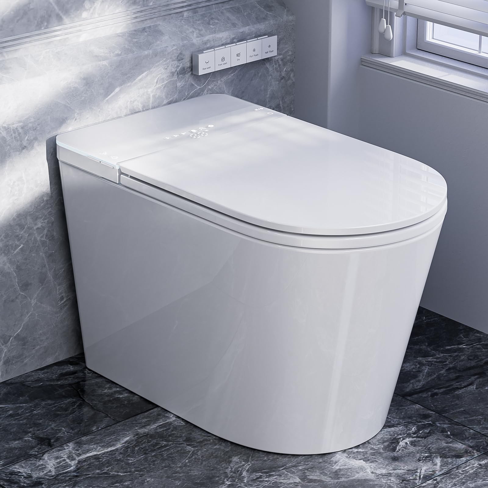 Photo 1 of ***MISSING PARTS***BATHKITY Smart Toilet with Bidet Built in, Electric Bidet Toilet with Auto Lid Opening, Bidet with Heated Seat, Warm Water & Dryer, Auto Flushing, Night Light, Elongated