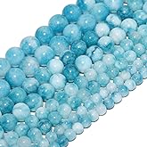 NITOPUPU 8mm 45pcs Larimar Natural Stone Beads for Jewelry Making Supplies, Round Crystal Beads for Bracelets Necklace DIY Crafts