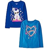 The Children's Place Girls Unicorns,Sports,Butterflies Long Sleeve Graphic T-Shirts,2 Pack