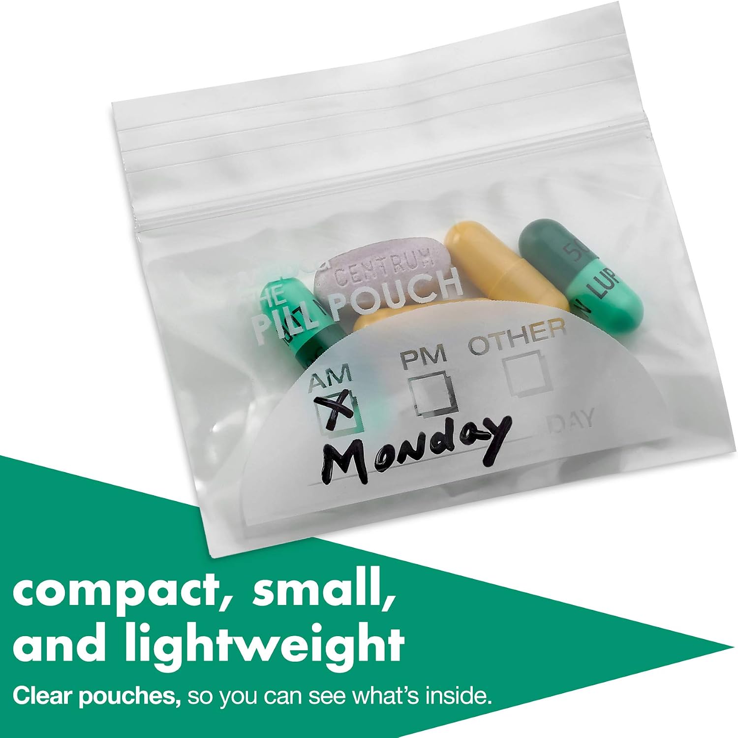 Pill Bags - (500 Pack) 3" x 2.75" -BPA Free Daily Travel Organizer for Disposable Pill Bag Storage Pockets with Labels - Image 4
