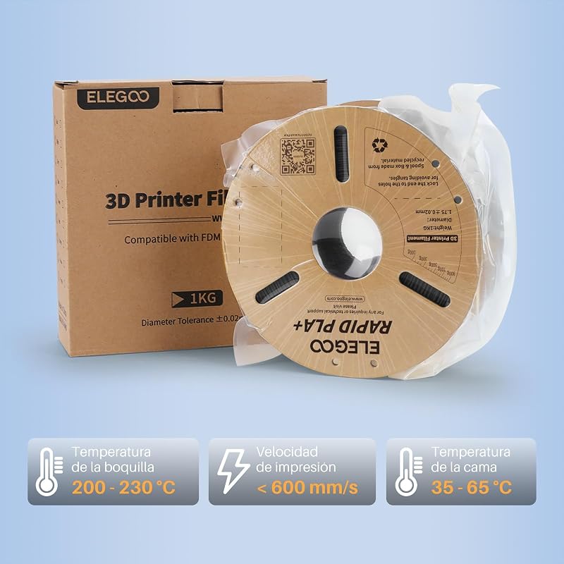Filamento PLA+ de Alta Velocidade 1.75 1KG Branco