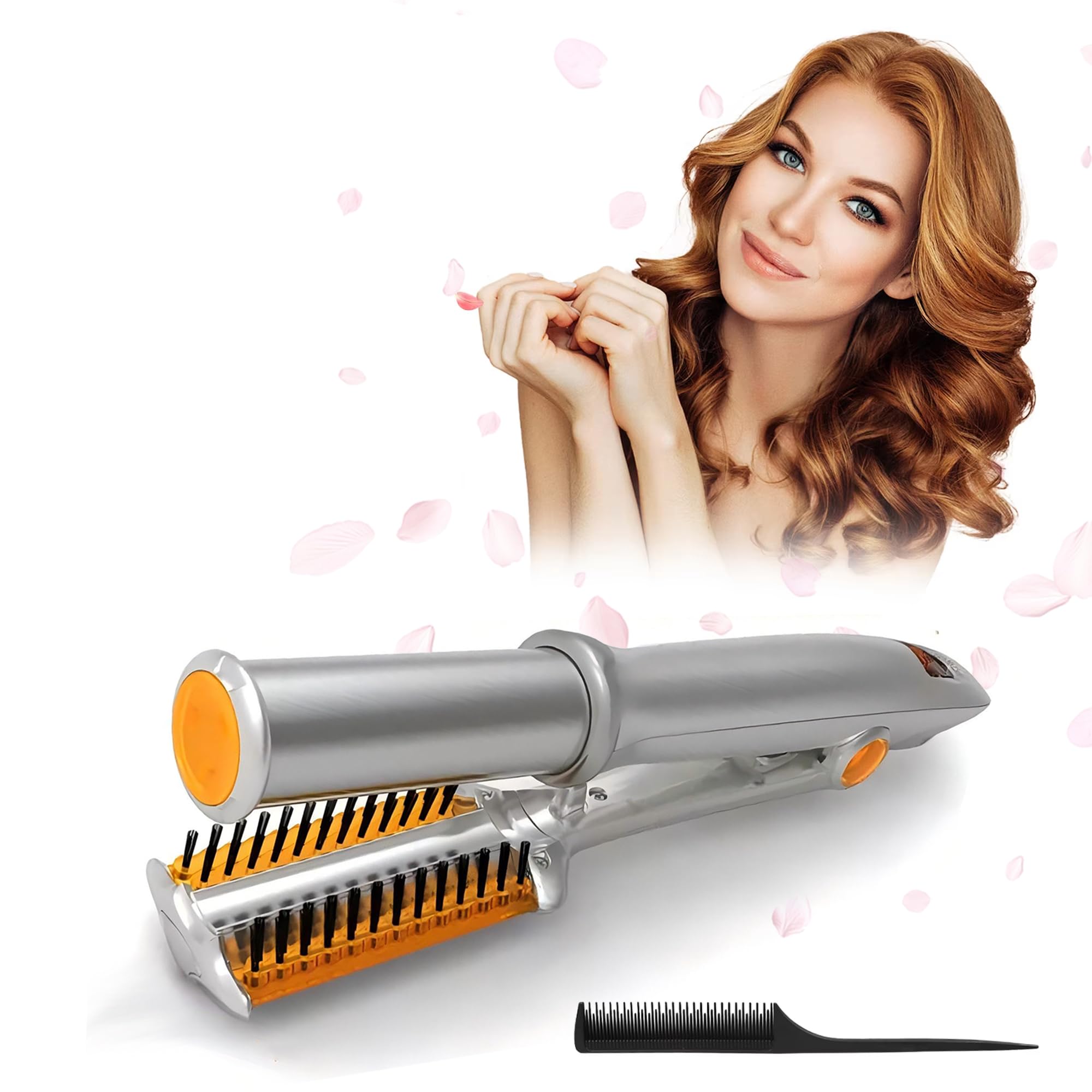 Photo 1 of 2 in1 Hair Curler Straighter Rotating Iron, 3 Heat Levels for Frizz-Free, Dry and Wet Styling Tool, Travel for Girls Women