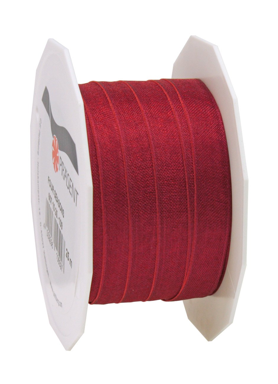 Präsent - Four Seasons Organza Wired Edge Ribbon Ruby Red 40 mm Width, 25 m Length