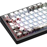 XVX PBT Keycaps, Custom Keyboard Keycaps 60 75 100 Percent, Shine Through Cherry Profile Keyboard Caps, Doubleshot Side Print Dye Sub Keycap Set (Plum Blossom)