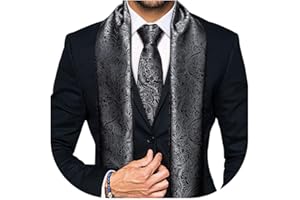 YOHOWA 2PCS Scarf Necktie Set Men/Women Fashion Silk Lightweight Feeling Print Soft Scarves Neckerchief Wraps Gift
