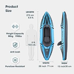 PROMARINE 1 Person Inflatable Kayak Set Blow up