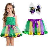 Haakong Mardi Gras Tutu Skirt with Sequins Clip Layered Tulle Princess Ballet Dance Skirt for Mardi Gras Halloween Party White