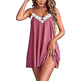 Ekouaer Women Lace Nightgown Sexy Spaghetti Strap Cami Sleeveless Chemise Sleepwear Sleep Dress