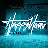 Happy Hour Neon Sign Blue Letter LED Neon Lights Dimmable Neon Bar Sign Words Neon Light Up Sign for Bar Pub Restaurant Hotel Man Cave Party USB Powered Wall Art