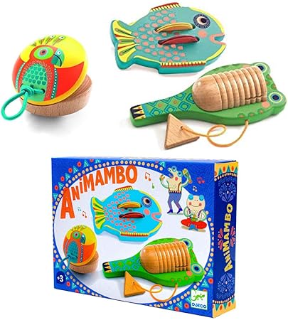 Amazon Djeco ジェコ アニマンボシリーズ 3 パーカッションセット シンバル カスタネット ギロ Dj060 楽器 おもちゃ 知育玩具 打楽器 リズム 子供用 赤ちゃん ドラム 打楽器 おもちゃ