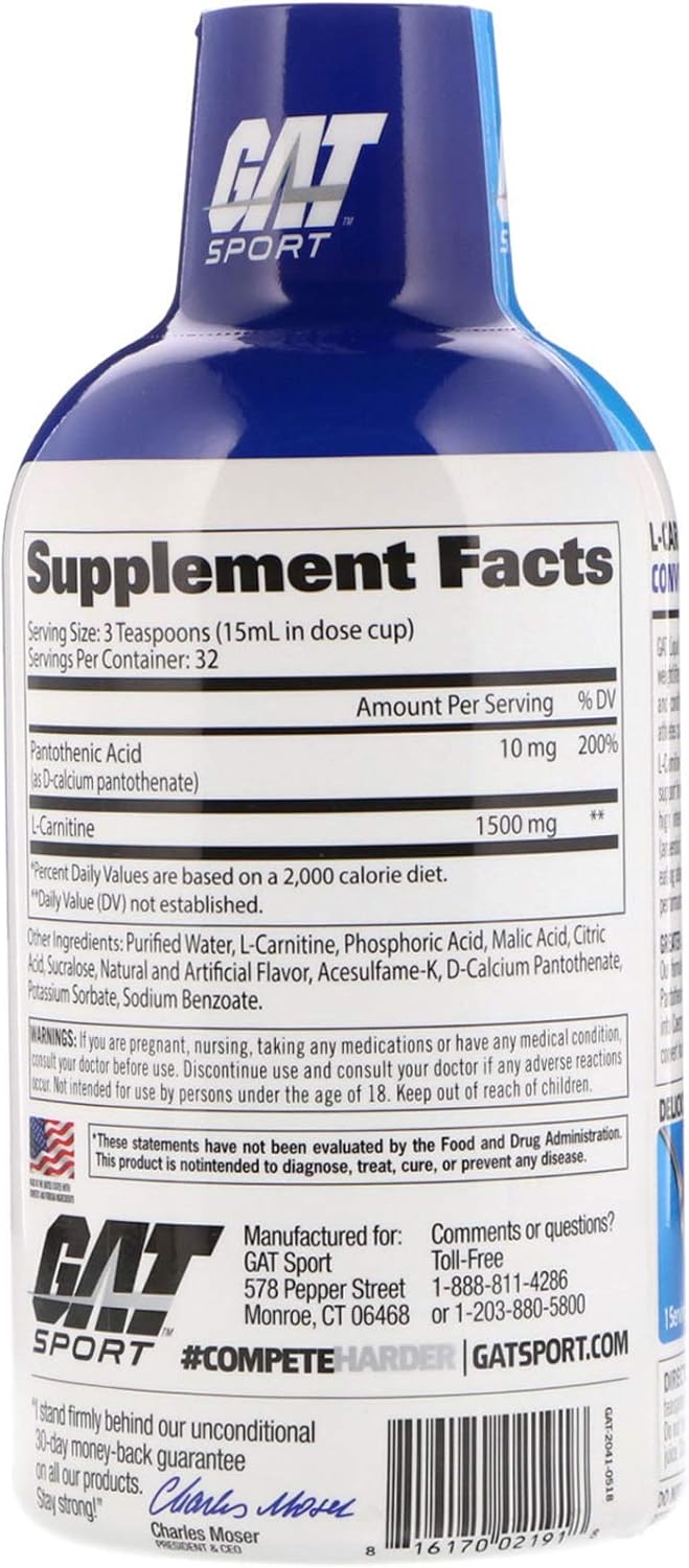 GAT L-Carnitine, Amino Acid, Rainbow Burst, 1,500 mg, 16 oz (473 ml): Health & Personal Care