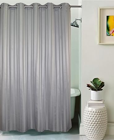 Lushomes Unidyed Grey Violet Polyester Shower Curtain with 10 Eyelets